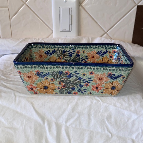 RARE like new vintage unikat BOLESLAWIEC Polish hand painted loaf pan